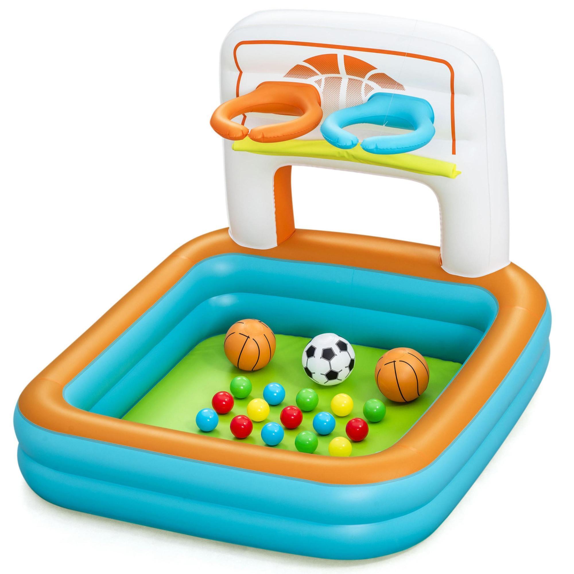Bestway Kick N Swish 3In1 Ball Pit, Inflatable Sports Activitiy Center, Basketball Soccer Ball Pit